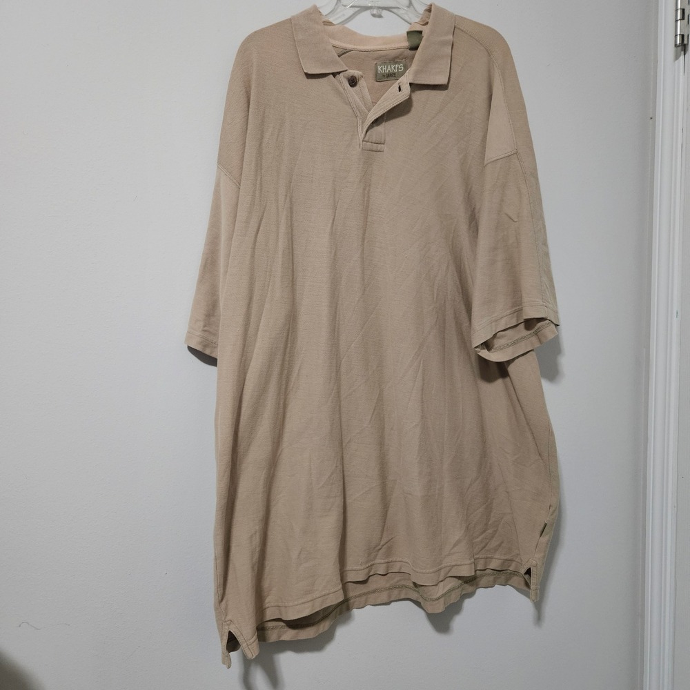 Khakis by Arrow Mens 2XL Tan‎ Beige Short Sleeve Pique Cotton Polo Shirt